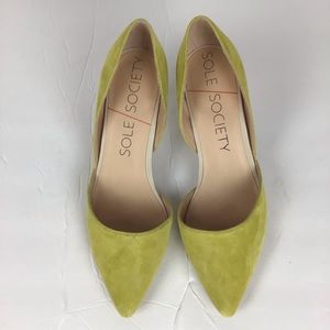 Sole Society suede chartreuse point toe heels - pumps - 8.5